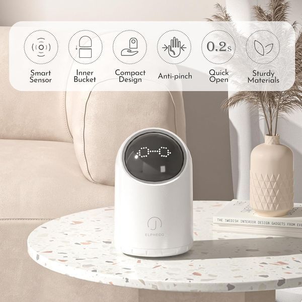 Відро для сміття сенсорне 2 (вн.1) л кругле настільне Smart біле 00-00020262 фото